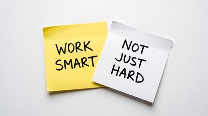 Obraz premium Work smart not just hard message on sticky notes