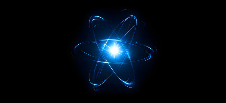 Background information on atomic structure for a scientific research presentation or cover.