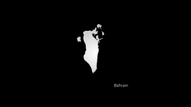 Kingdom of bahrain map revealing with digital glitch effect