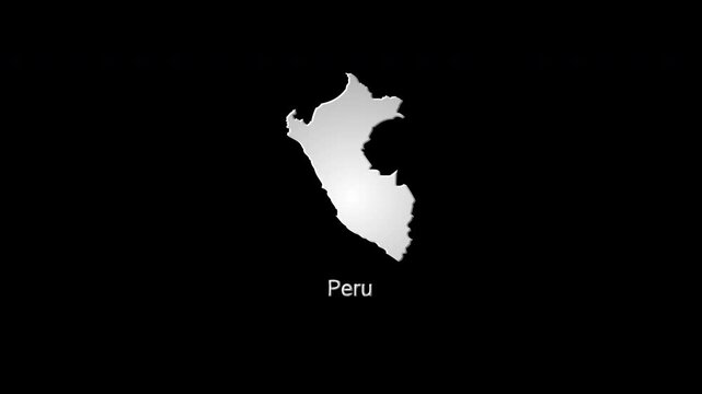 Luminous peru map glowing on black background