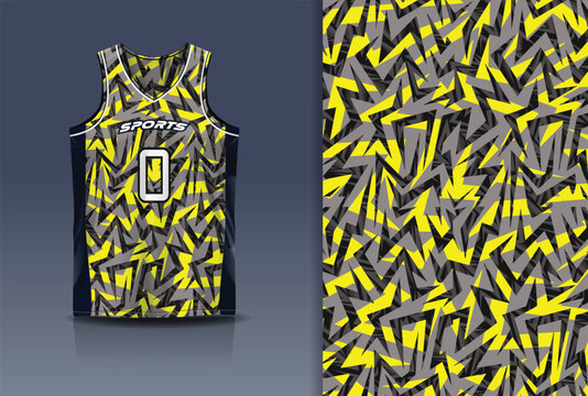 Basketball Jersey Sport Streetwear Design Abstract Zigzag Lightning Geometric Pattern Yellow Grey Black Sublimation Fashion