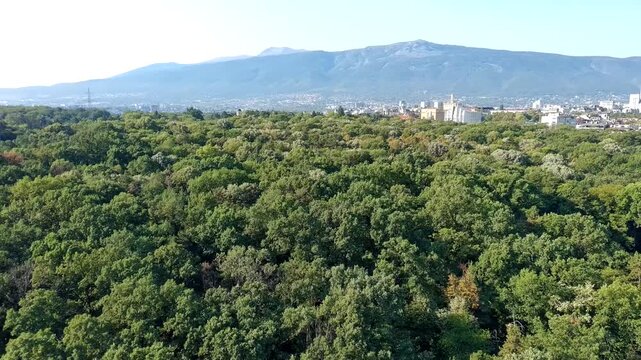Aerial view of Borisova gradina park in Sofia, Bulgaria.