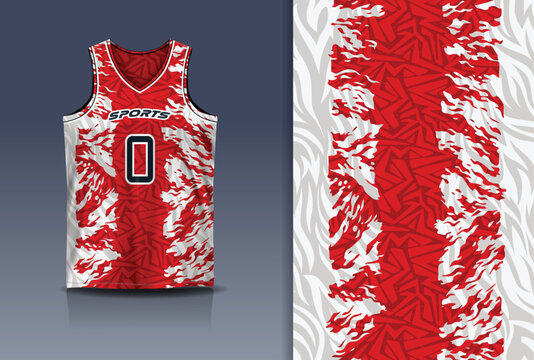 Basketball Jersey Sport Streetwear Design Abstract Geometric Splash Pattern Red White Sublimation Fashion