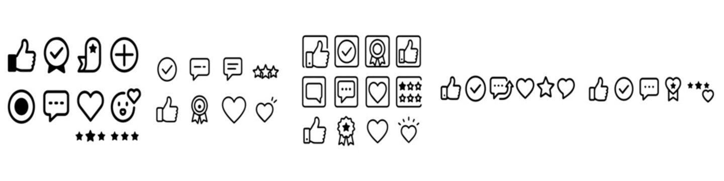Set of 30+ Social Media Engagement and UI Icons Vector Silhouette