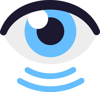 Eye and vision icon with seeing lines. Simple, minimal flat cartoon vector illustration.