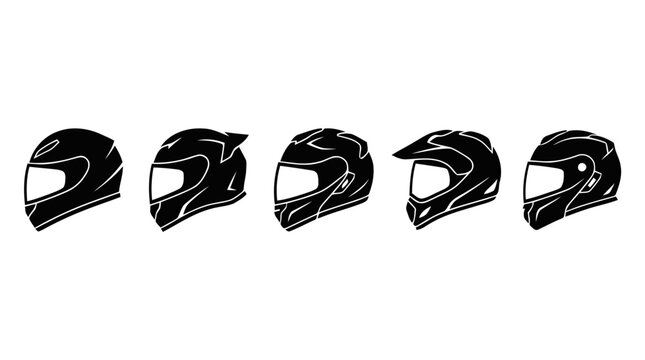 Vector illustration of motorcycle helmets set on a transparent background