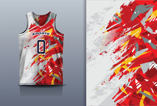 Basketball Jersey Sport Streetwear Design Abstract Geometric Paint Splash Pattern Red Yellow White Sublimation Fashion
