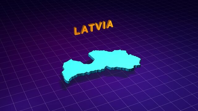 Animated 3d map of latvia in retro style