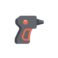 Flat illustration of a gray handheld device with orange accents © buya