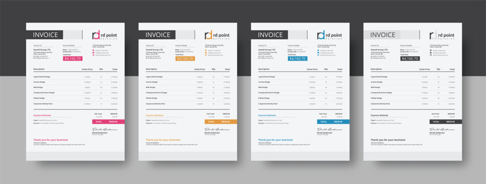 Clean invoice template design. Invoice Design Template. Simple Invoice Layout. Minimal Invoice Layout. Bill payment, Price receipt, Invoice bill, Bill Receipt and payment agreement. Invoice Set.