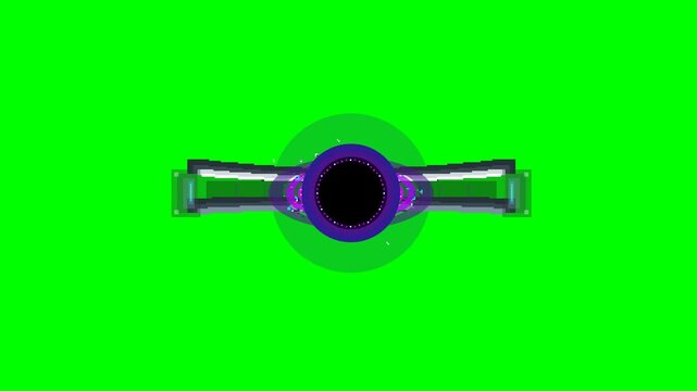 A mind-bending 16-bit pixel art animation of a futuristic sci-fi UI energy bar that reaches critical mass and collapses into a gravitational black hole. Watch as the titanium frame warps, distorts, an