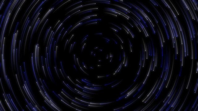 Blue Glowing Spiral Light Trails with Sparkling Stars Animation