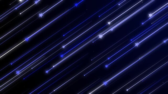 Blue Glowing Star Trails with Moving Light Streaks and Sparkling Stars Animation