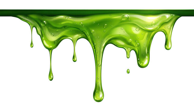 Green slime dripping from a horizontal bar isolated on transparent background