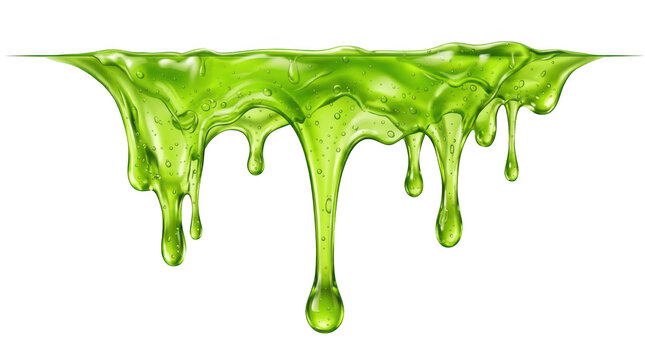 Green slime dripping isolated on transparent background