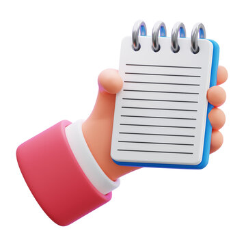 hand holding notepad 3d icon illustration