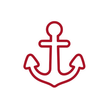 Red anchor outline isolated on transparent background