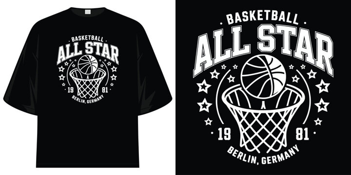basketball all star 1981 berlin germany vintage sports event graphic apparel t shirt design vector illustration artwork