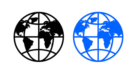 Blue world globe illustration with continents and meridians on a transparent background © MD. ABU SUFIAN