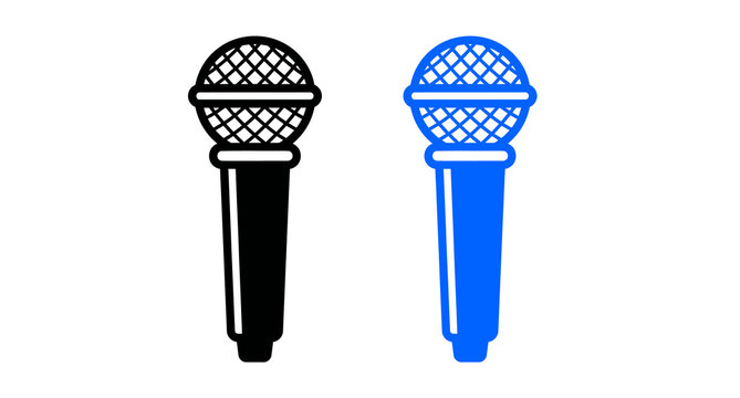 Blue microphone silhouette on a transparent background for music podcasting and vocal recording concepts