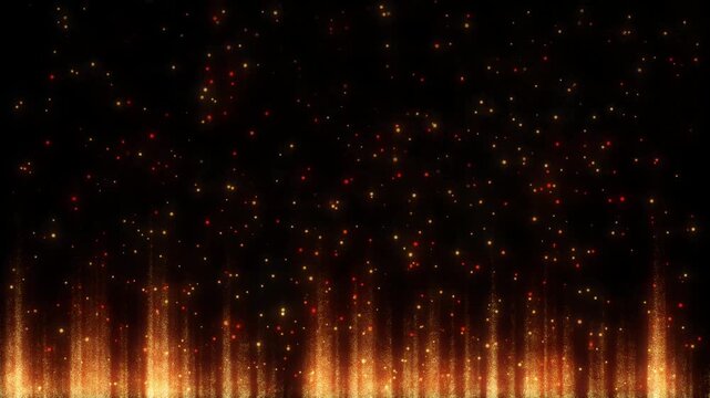 Golden Floating Sparkle Particles and Light Trails Background