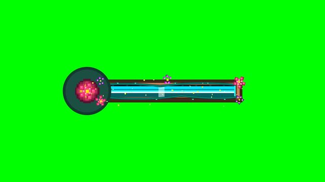 A wholesome and magical 16-bit pixel art animation of a dead wood progress bar that fills with life energy and overgrows into a beautiful living portal. Watch as organic roots wrap the frame, biolumin