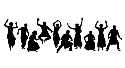 Fototapeta premium Indian Folk Dance Silhouette Group