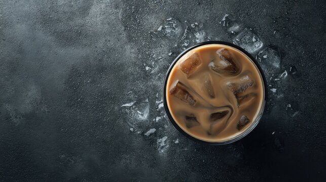 Iced coffee in a glass on a table