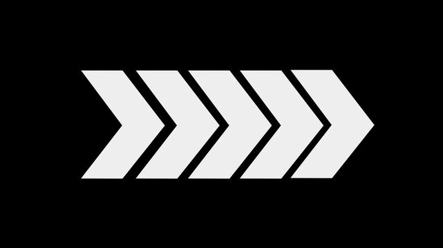 Arrow icon swipe right animation black background. Animated arrows for the overlay video.