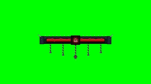 A terrifyingly beautiful 16-bit pixel art animation of an obsidian gothic health bar. As the crimson blood fills to 100%, a blood moon symbol ignites, triggering the awakening of a dark vampire artifa