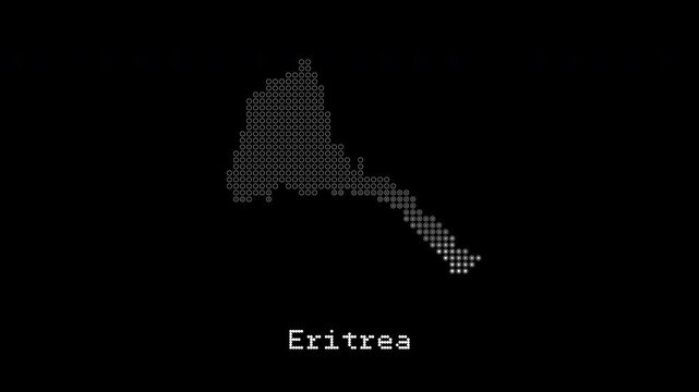 Eritrea digital dotted map animation on black background