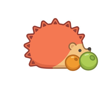 Cartoon hedgehog holding two balls