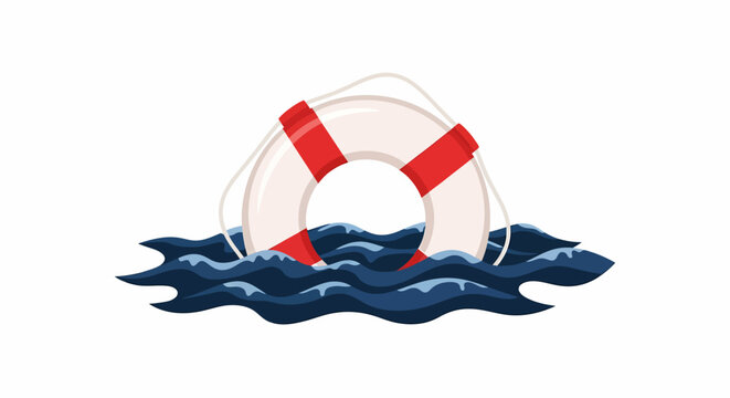 Deflated Red Life Preserver Sinking Representing Failed Bailout