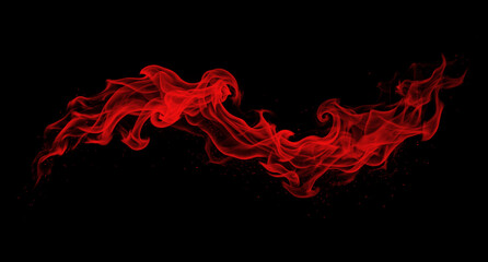 Red smoke or fire wisps swirling and flowing against a black background, creating an abstract and dynamic visual © Salman