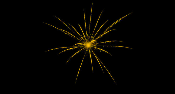 Golden firework exploding in the night sky, creating a dazzling display of light and sparks