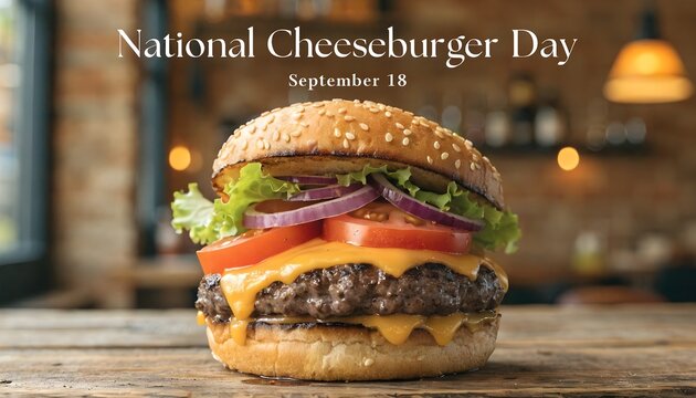Juicy burger with flame on national burger day