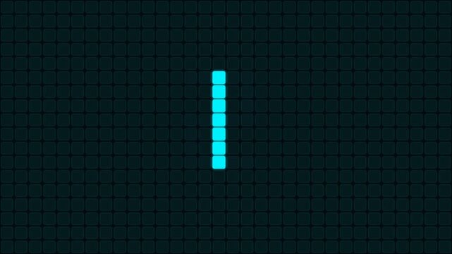 Digital 5 to 0 Countdown Timer with Glowing Cyan LED Pixel Blocks on Dark Grid Background