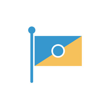 Flat design flag with circle on pole