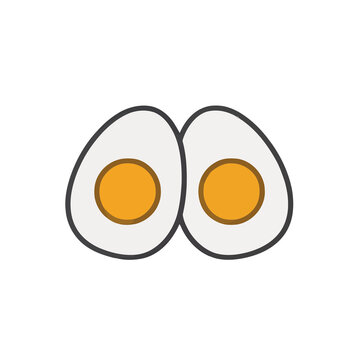 Two halves of hard-boiled eggs