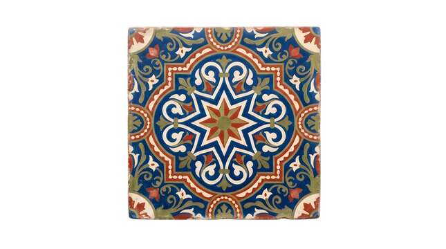 Intricate moorish tile pattern detailed ornament isolated on transparent background