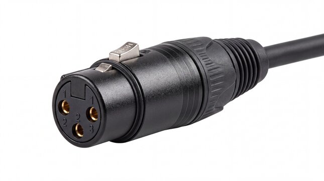 Professional black xlr audio connector cable designed for high quality sound recording equipment on white background
