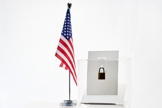 American flag with secure ballot box for election integrity