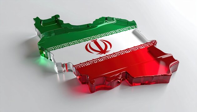 Iran map rendered as an acrylic decorative block with national colors