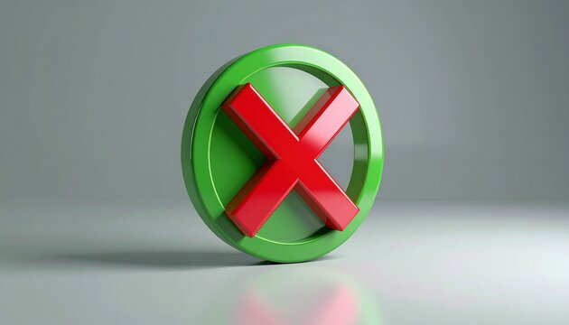 Green check mark and red X symbol in a modern 3D business concept