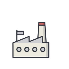 Obraz premium Illustration of a factory building with chimney and flag