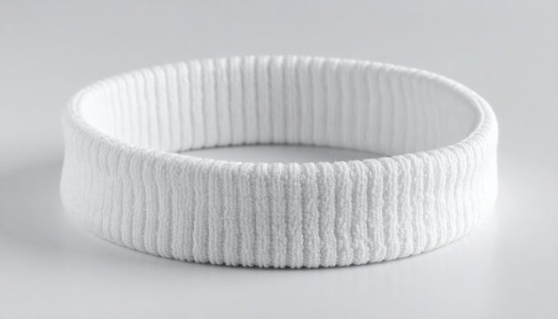White knitted headband sweatband, soft athletic accessory for sports and fitness