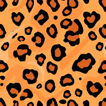 Abstracted leopard skin seamless pattern with bold strokes, wildlife, jaguar