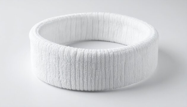 White knitted headband sweatband, soft athletic accessory for sports and fitness