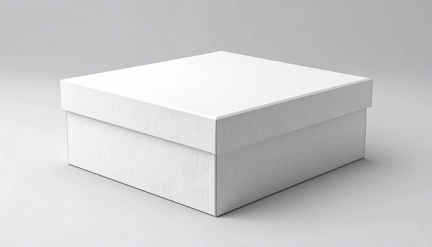 White textured cardboard box with closed lid for clean retail packaging, branding, shipping, and product presentation