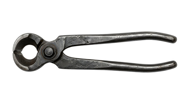Vintage antique lineman pliers a classic tool isolated on a clear transparent background